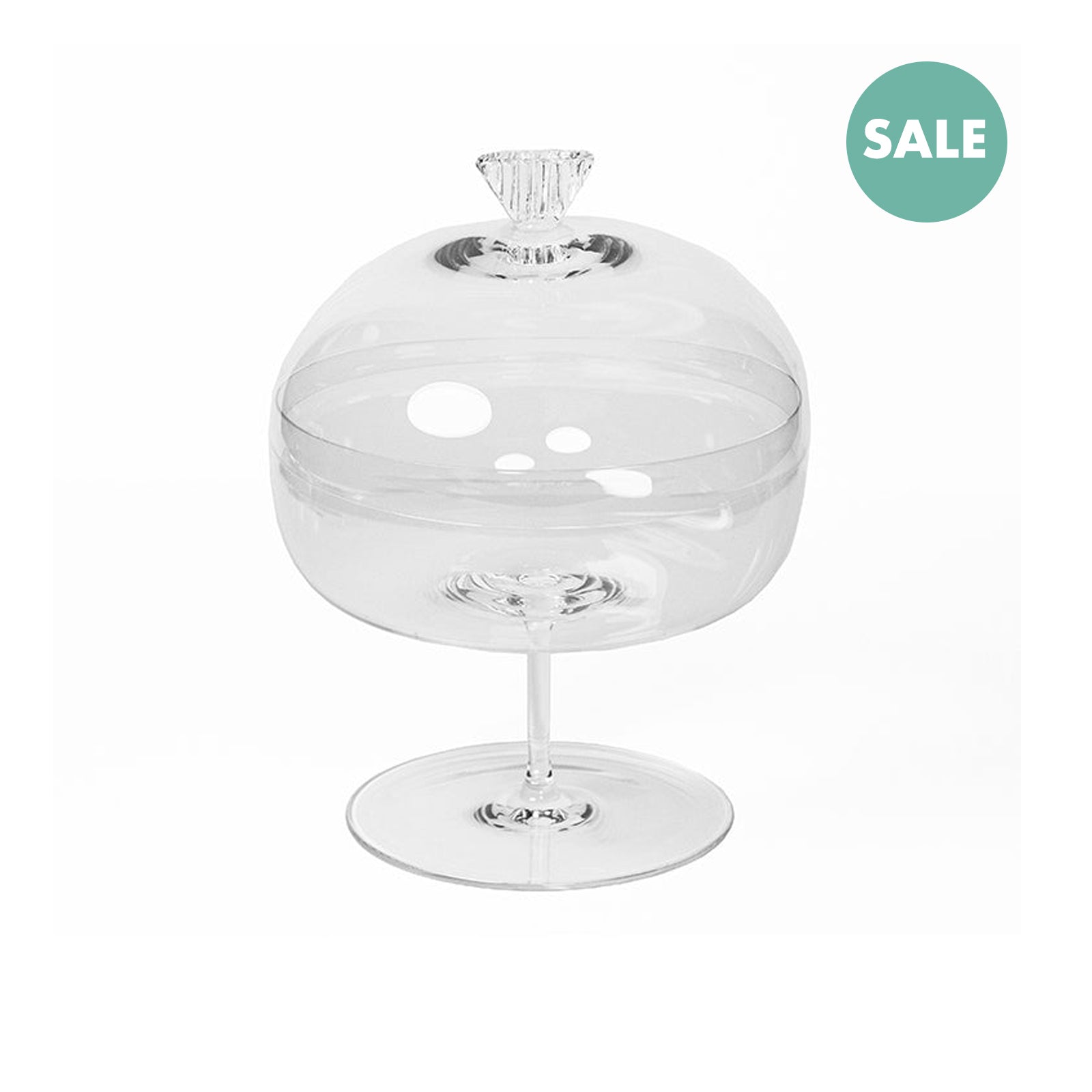 Glasdose mit Deckel mundgeblasen groß